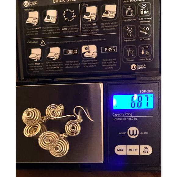 Sterling Silver Spiral Dangle Wire Earrings - Picture 9 of 11